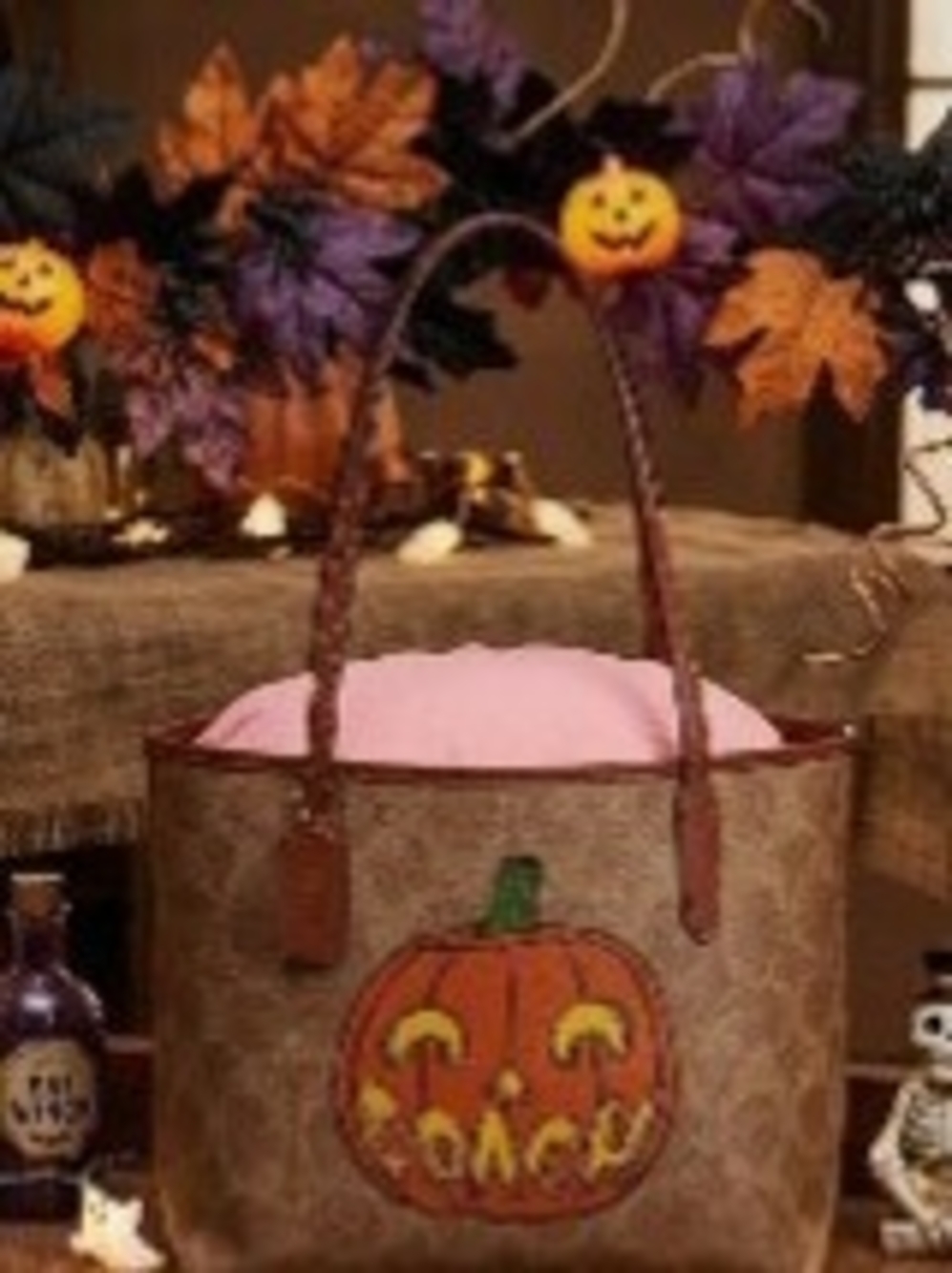 Coach Halloween Pumpkin Tote in Pink and Brown
